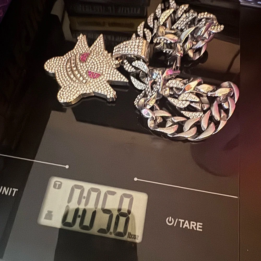 Pokemon Iced Out‎ Gengar Pendant Necklace with Diamond Cuban Chain HIGH QUALITY